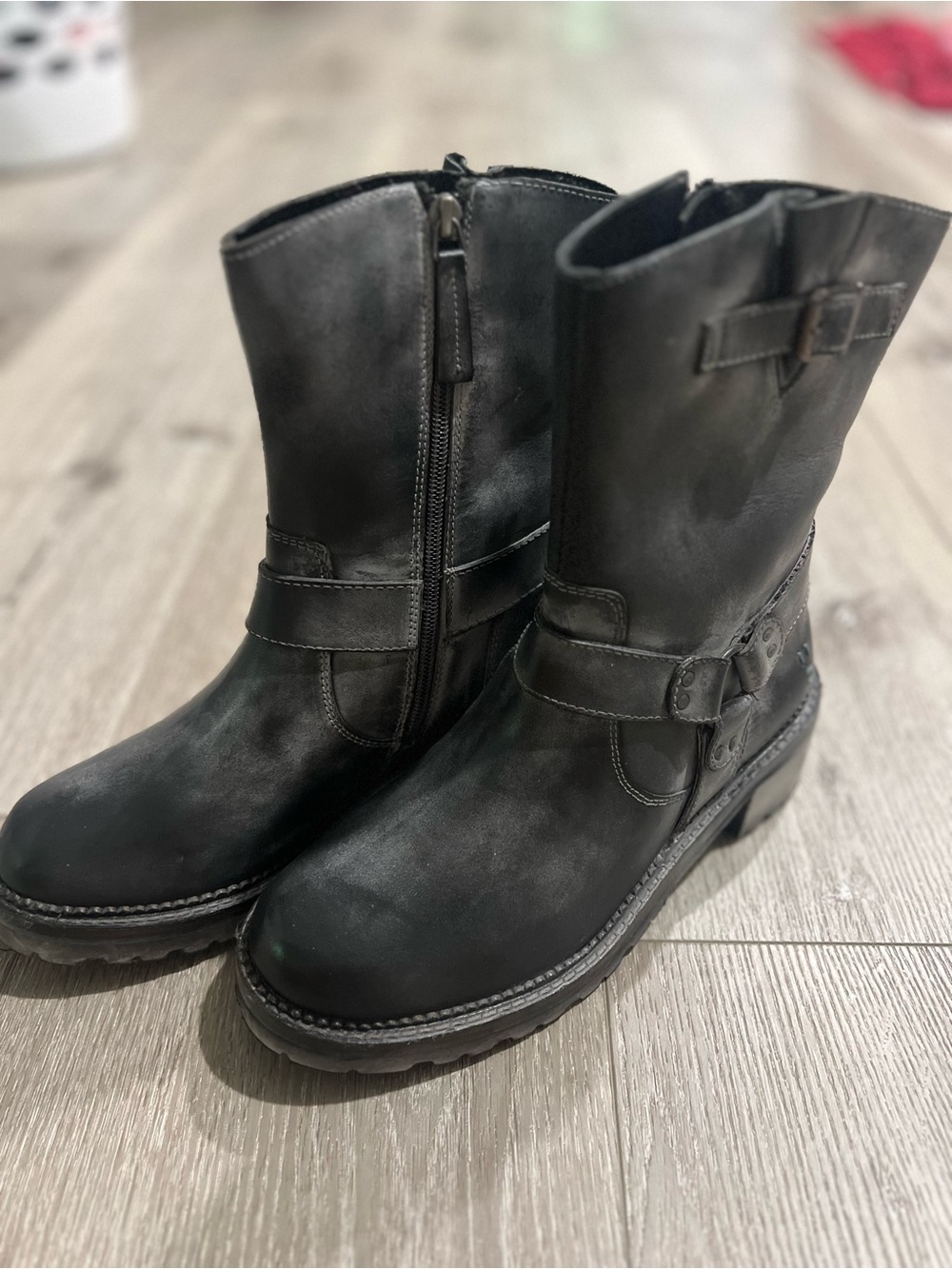 BED|STU Black Leather Mid-Calf Harness Boot - Picture 2 of 8